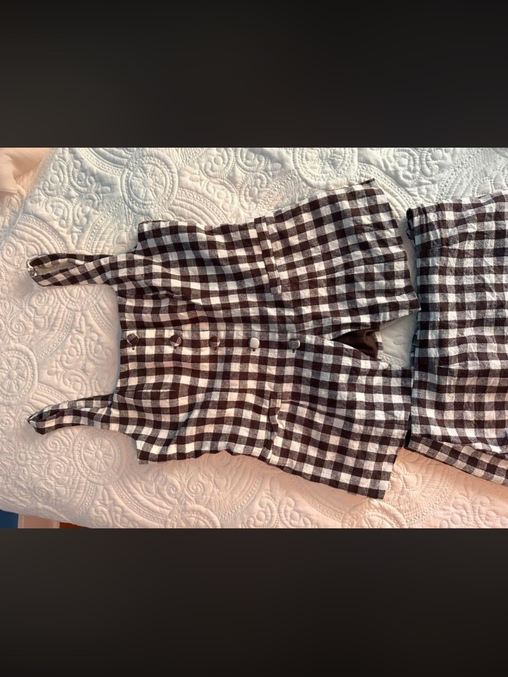 Wayf Brown and White Gingham Button Front Top and skirt set. Size small